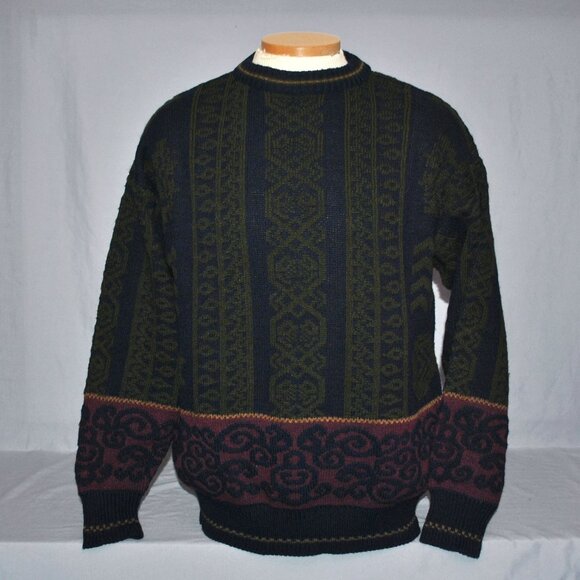 Vintage Cambio Italia Sweater Size Medium Geometric Wool Blend Pullover - Picture 1 of 10